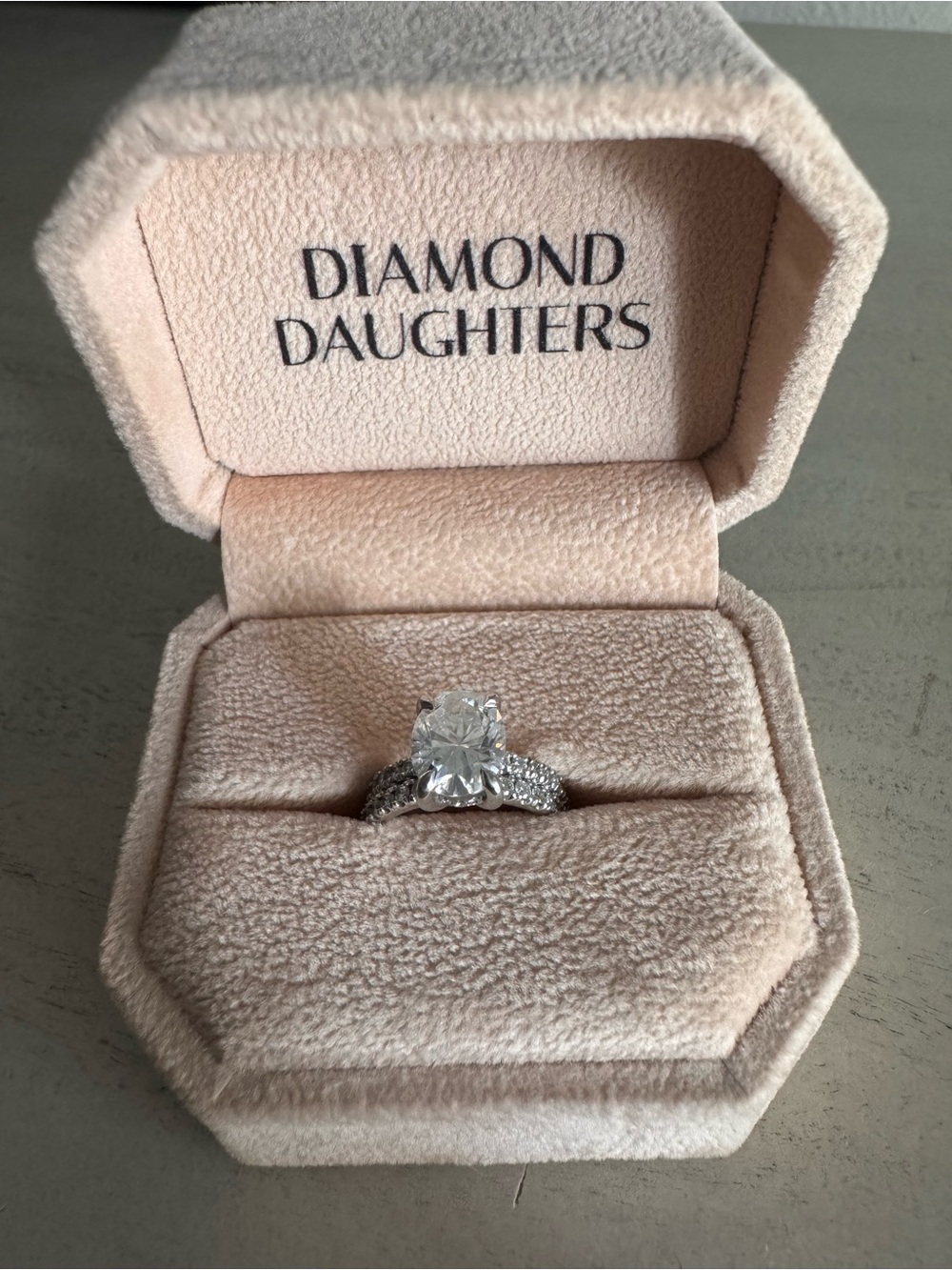Diamond Daughters Oval Moissanite Bridal Set – 14K White Gold | Size 3.75